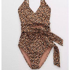 Aerie one piece leopard wrap swimsuit